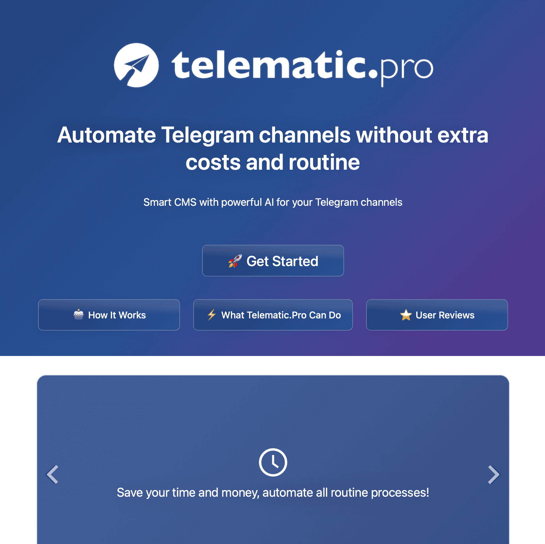 Telematic.Pro - AI-based CMS for Telegram automation