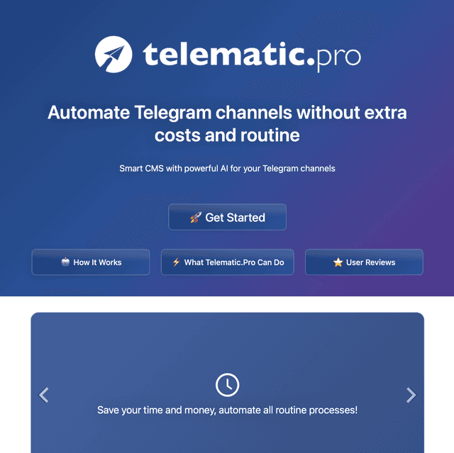 Telematic.Pro - AI-based CMS for Telegram automation