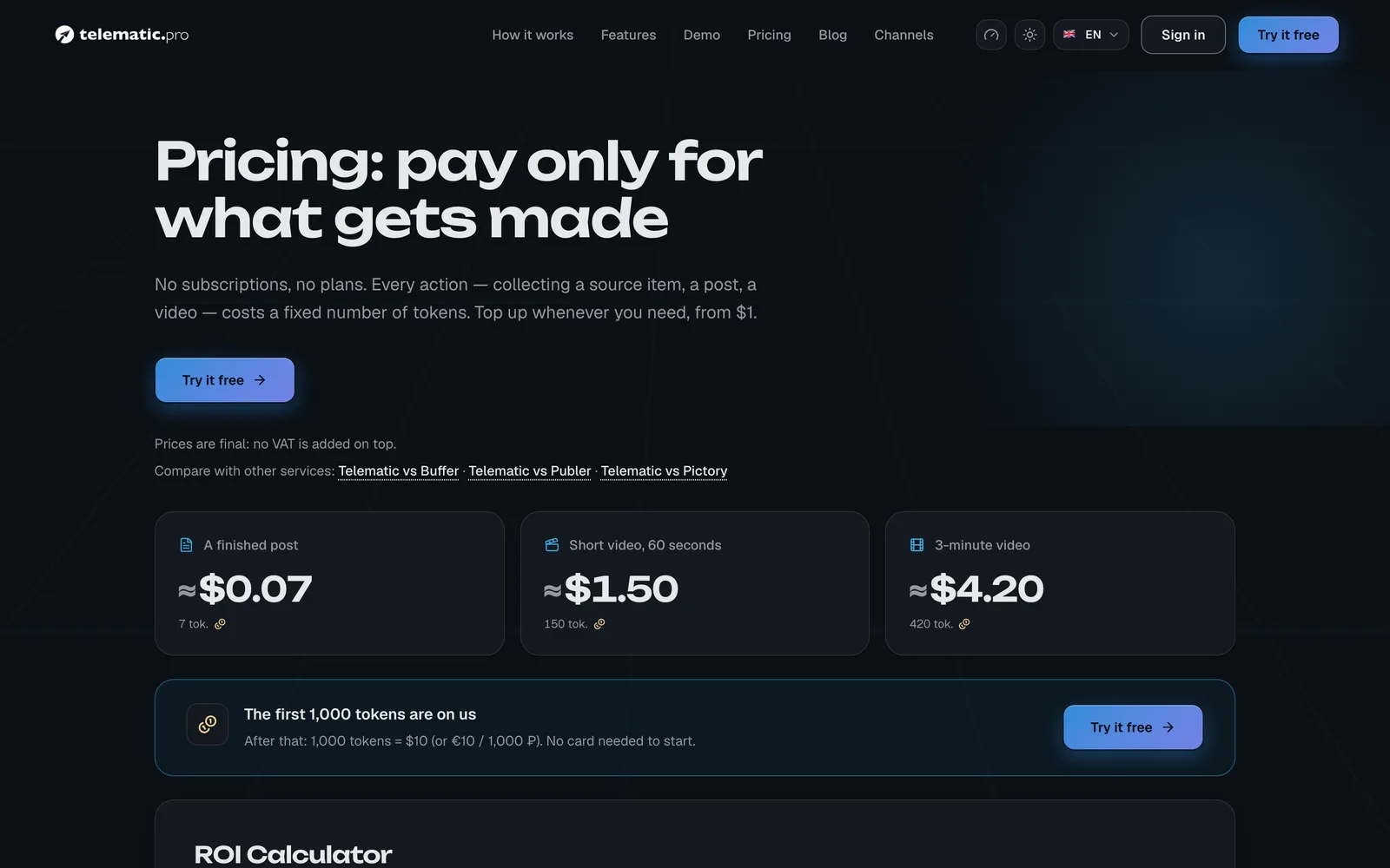 Pricing page