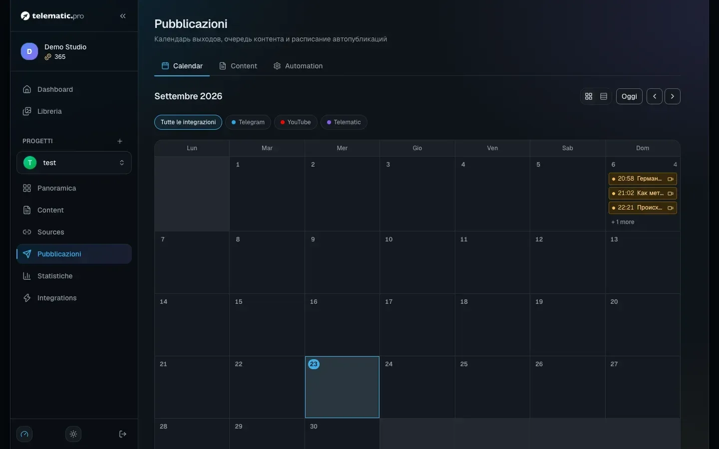 Calendario delle pubblicazioni